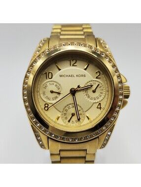 Michael Kors MK5639 Multifunction Womens  Watch 32mm Gold Tone New Battery